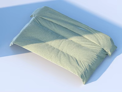 Soft Light Green Pillow With Wrinkled Texture On Light Colored Surface For Cozy Living 3d model