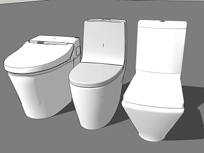 Three Different Types of Modern Toilet Designs Including Smart and Standard Models 3d model