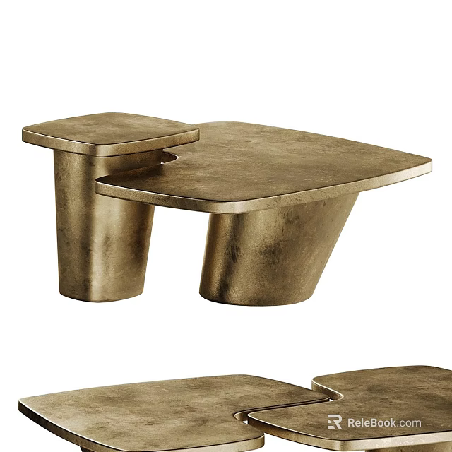 Modern Brass Coffee Table With Unique Two Tiered Metallic Design Structure 3d model 