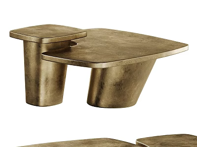Modern Brass Coffee Table With Unique Two Tiered Metallic Design Structure 3d model