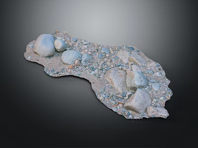 Realistic Detailed Irregular Terrain Model With Stones And Gravel Textured Surface 3d model