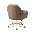 Modern Comfortable Office Chair with Light Gray and Brown Upholstery Gold Base and Wheels