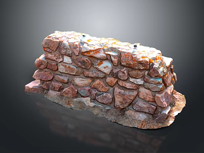 Natural Stone Wall Structure With Multicolored Rocks And Textured Surface Design 3d model