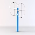 Two White Circular Fitness Training Wheels On Blue Pole For Gym Workouts