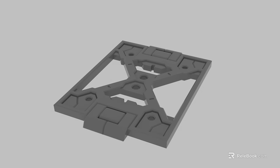 Gray Floor Tile 3D Model Featuring Geometric Pattern And Structural Details 3d model 