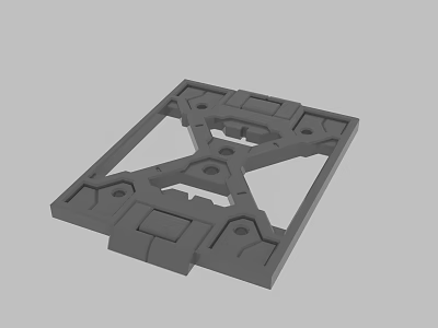 Gray Floor Tile 3D Model Featuring Geometric Pattern And Structural Details 3d model