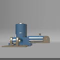 Industrial Equipment With Blue Cylindrical Components And Metal Base Structure