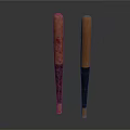 Two Durable Baseball Bats with Textured Design and Natural Wood Finish Non Slip Grip