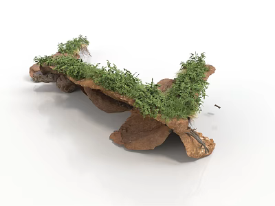 Modern Garden Decorative Rock Structure With Lush Green Moss Covering 3d model