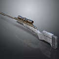 Modern Military Sniper Rifle With Scope Metallic Barrel And Tactical Stock