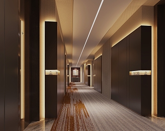 New Chinese Hotel Room Aisle Corridor 3d model