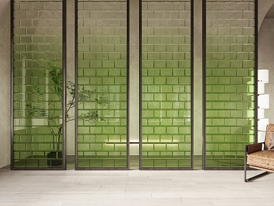 Modern partition gradient glass brick partition screen 3d model