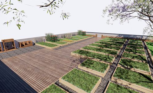 Roof Garden Modern Garden 3d model