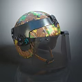 Military Style Camouflage Helmet With Transparent Visor And Metal Fittings For Protection
