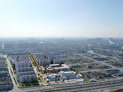 Modern Well Planned Industrial Park Featuring Multiple Buildings Organized Layout Green Spaces And Urban View 3d model