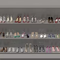 Various Stylish Shoes Arranged on Shelves with Different Designs and Colors