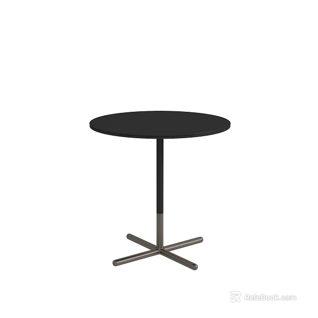Round Black Coffee Table With Modern Metal Base And Sleek Design 3d model