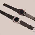 Stylish Smartwatch With Black Strap Red White Dial And Metal Buckle Design