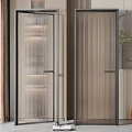 Modern Interior Featuring Vertical Stripe Glass Doors With Black Frames And Decorative Elements 3d model