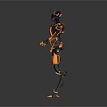 Futuristic Robot Character With Black And Orange Mechanical Structure Standing Pose 3d model
