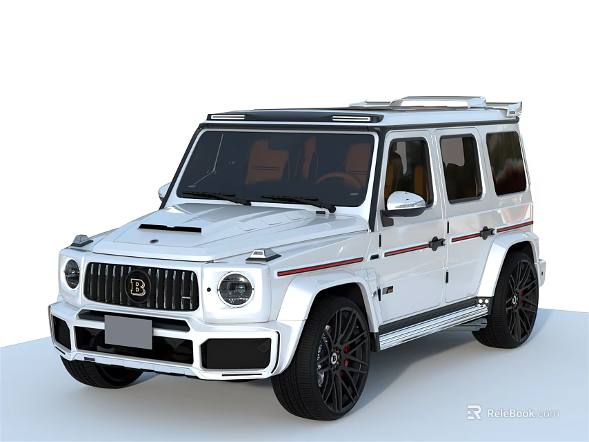 White Off Road SUV With Black Roof Black Wheels Red Accents And Bold Front Grille 3d model 