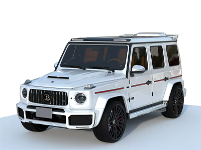 White Off Road SUV With Black Roof Black Wheels Red Accents And Bold Front Grille 3d model
