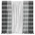 Gray and White Layered Curtains Enhancing Natural Light Through Modern Window 3d model