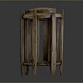 Traditional Rustic Wooden Furniture With Carved Pillars Round Top And Solid Structure