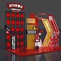 Functional Energy Station Display With Red Theme Energy Drinks And Promotional Elements 3d model