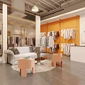 Modern Clothing Store Window Display With Mannequins In Stylish Outfits And Hanging Clothes