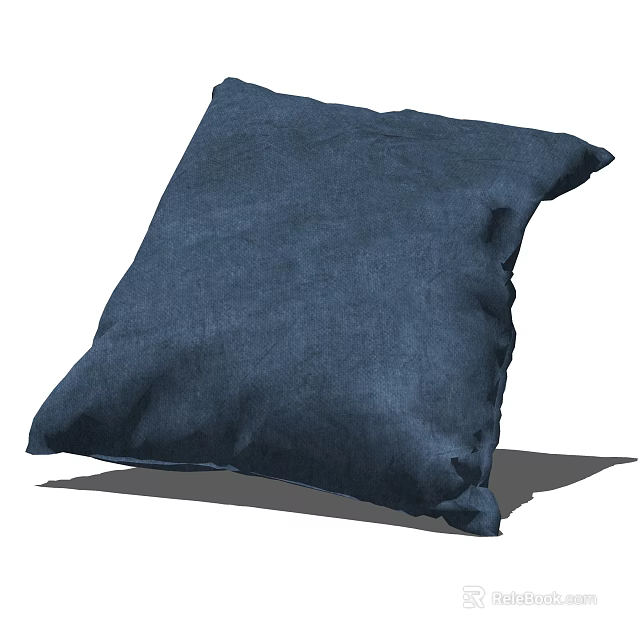 Navy Blue Throw Pillow with Textured Fabric Surface Soft Comfortable Decorative Accent 3d model 