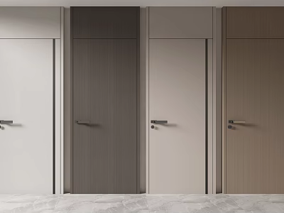 Modern Interior Hinged Doors in Various Colors with Sleek Handles and Simple Design 3d model