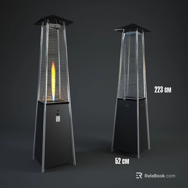 Outdoor Propane Patio Heater Lights With 223cm Height And 62cm Base Design 3d model 