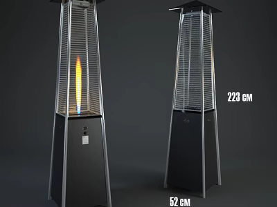 Outdoor Propane Patio Heater Lights With 223cm Height And 62cm Base Design 3d model