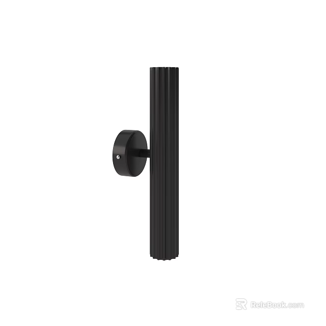 Modern Black Wall Lamp With Vertical Stripes And Circular Mounting Base Design 3d model 