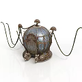 Decorative Metal Birdcage With Glass Panels Ornate Design And Chain Handles For Home Decor
