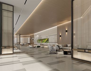 Modern Hall Public Area Lobby 3d model