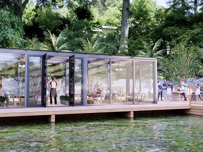 Modern Restaurant Building Catering Building Sunshine Room Glass Room Country Tea House Transparent Room Shop Sales Pavilion Cafe model