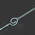 Medieval Silver Long Handled Weapon With Curved Hook And Ring Design