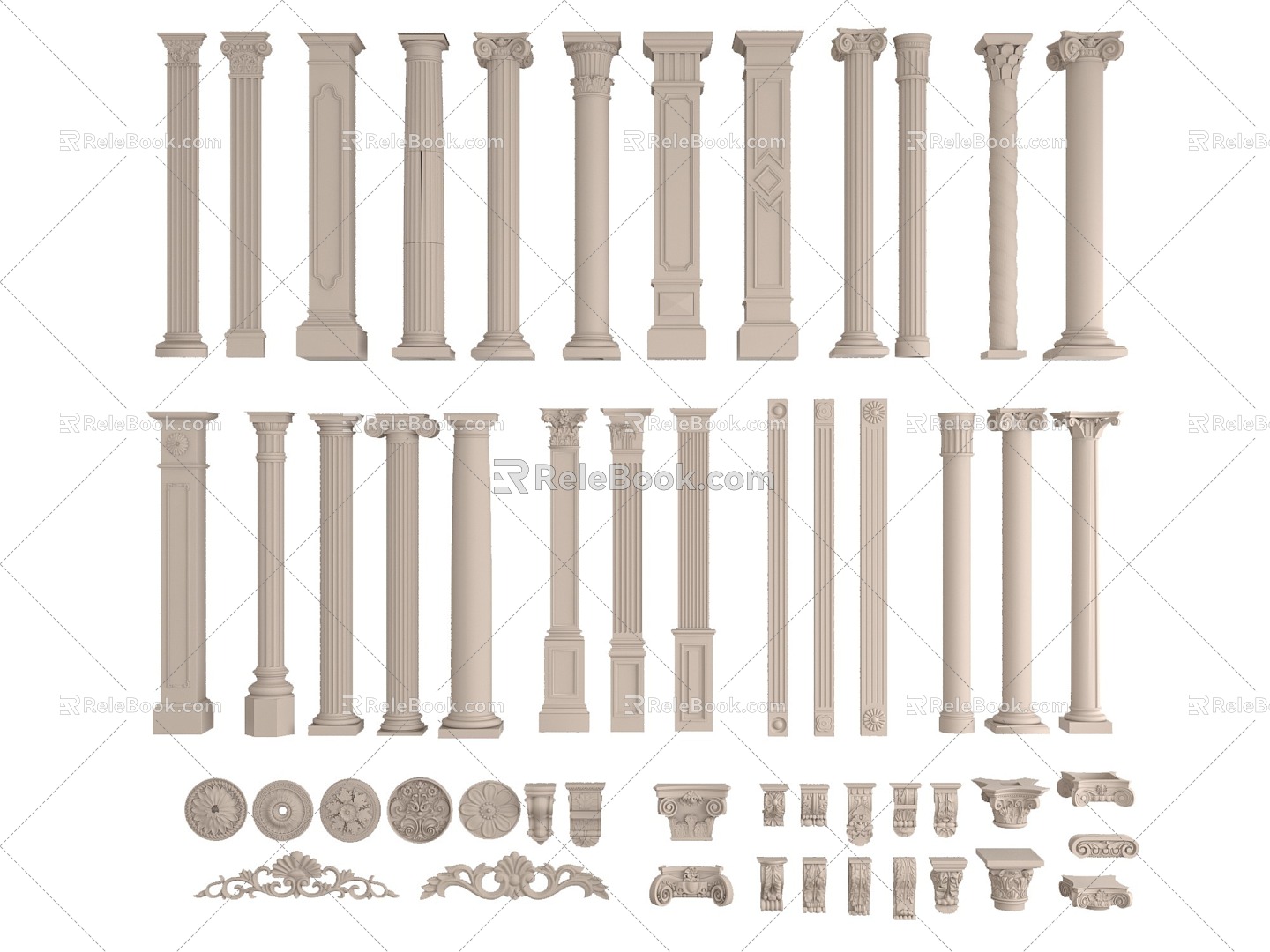 Jane's Roman Column Carved Column model