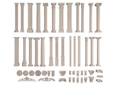 Jane's Roman Column Carved Column 3d model