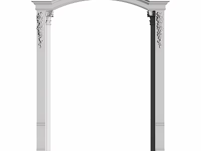 Ornate White Architectural Arch Component With Intricate Carvings And Decorative Columns 3d model