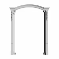 Ornate White Architectural Arch Component With Intricate Carvings And Decorative Columns
