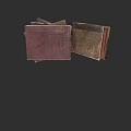 Vintage Leather Notebooks Stacked With Open And Closed Brown Maroon Covers