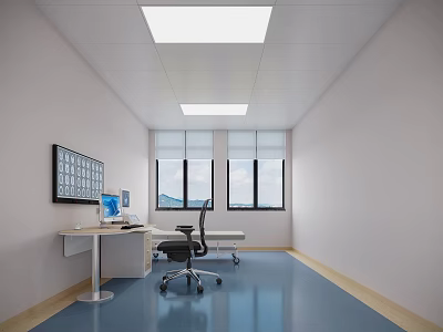 Bright Hospital Outpatient Clinic Interior With Desk And Examination Bed 3d model