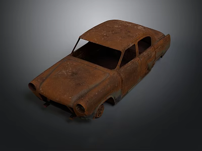 Old Rusty Abandoned Car With Worn Body And Visible Rust Exterior 3d model