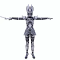 Modern game characters wear armor with swords 3d model