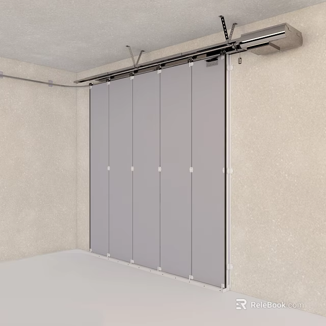 Modern Gray Sliding Doors With Track System In Beige Wall Interior 3d model