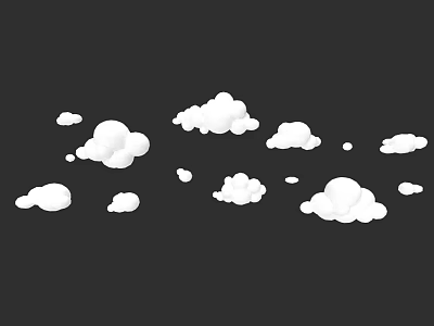 White Clouds On Black Background With Multiple Sizes And Simple Design 3d model