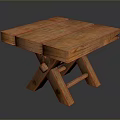 Rustic Wooden Table With Square Top And Crossed Legs Natural Design